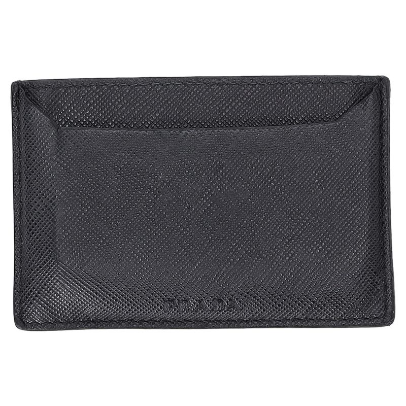Prada Lux Card Holder In Black Saffiano Leather